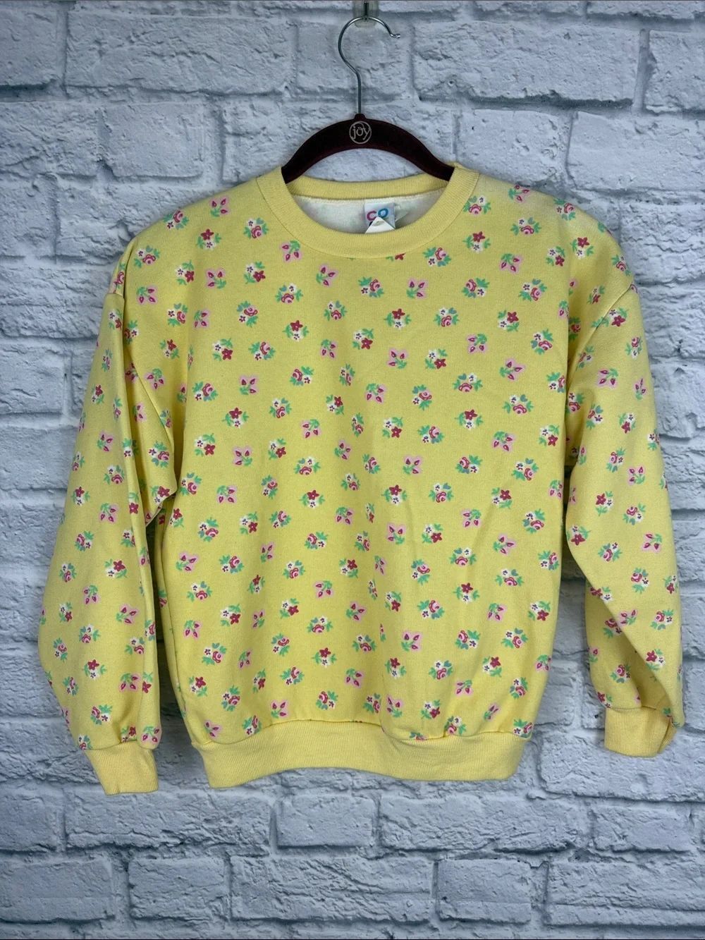 Vintage 90s Yellow Floral Crewneck Sweater NWT Size Medium girls